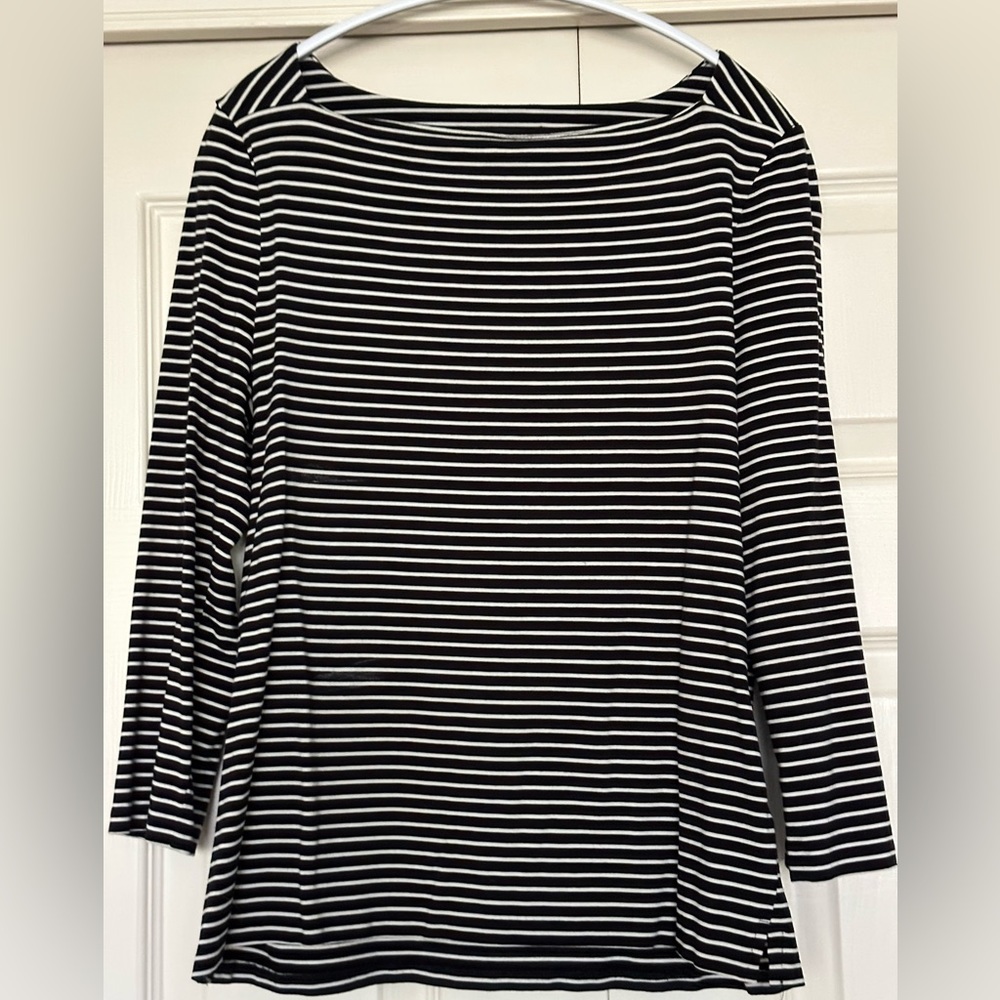 Talbots Striped BATEAU NECK TEE